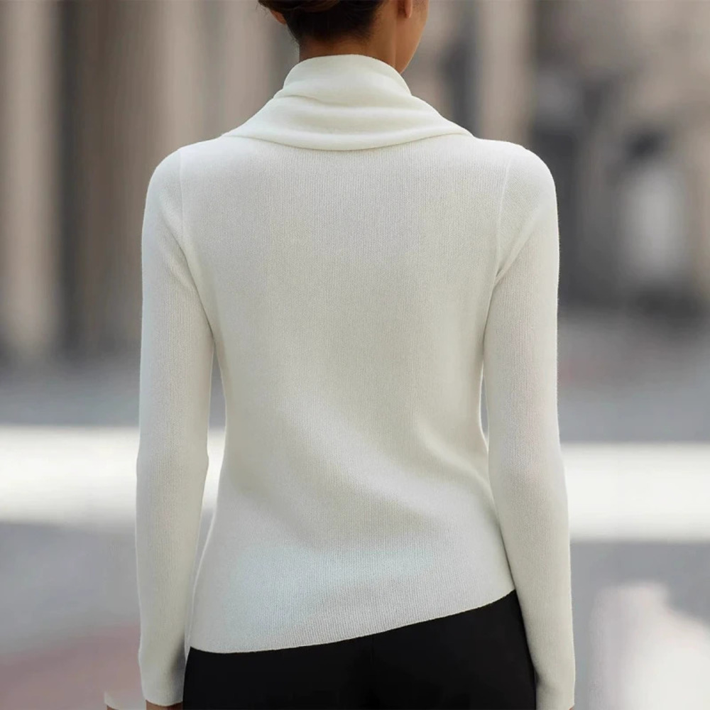 H&M Womens Solid Asymmetric Cowl Neck Knit Sweater Fall Winter